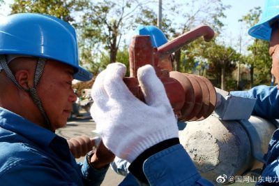 10千伏園東線線路對舊線桿進行移除工程