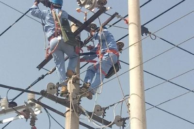 新樂市供電公司周末忙線路改造