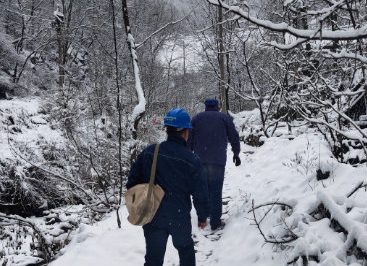 冒雪搶修，只為盡早恢復(fù)供電